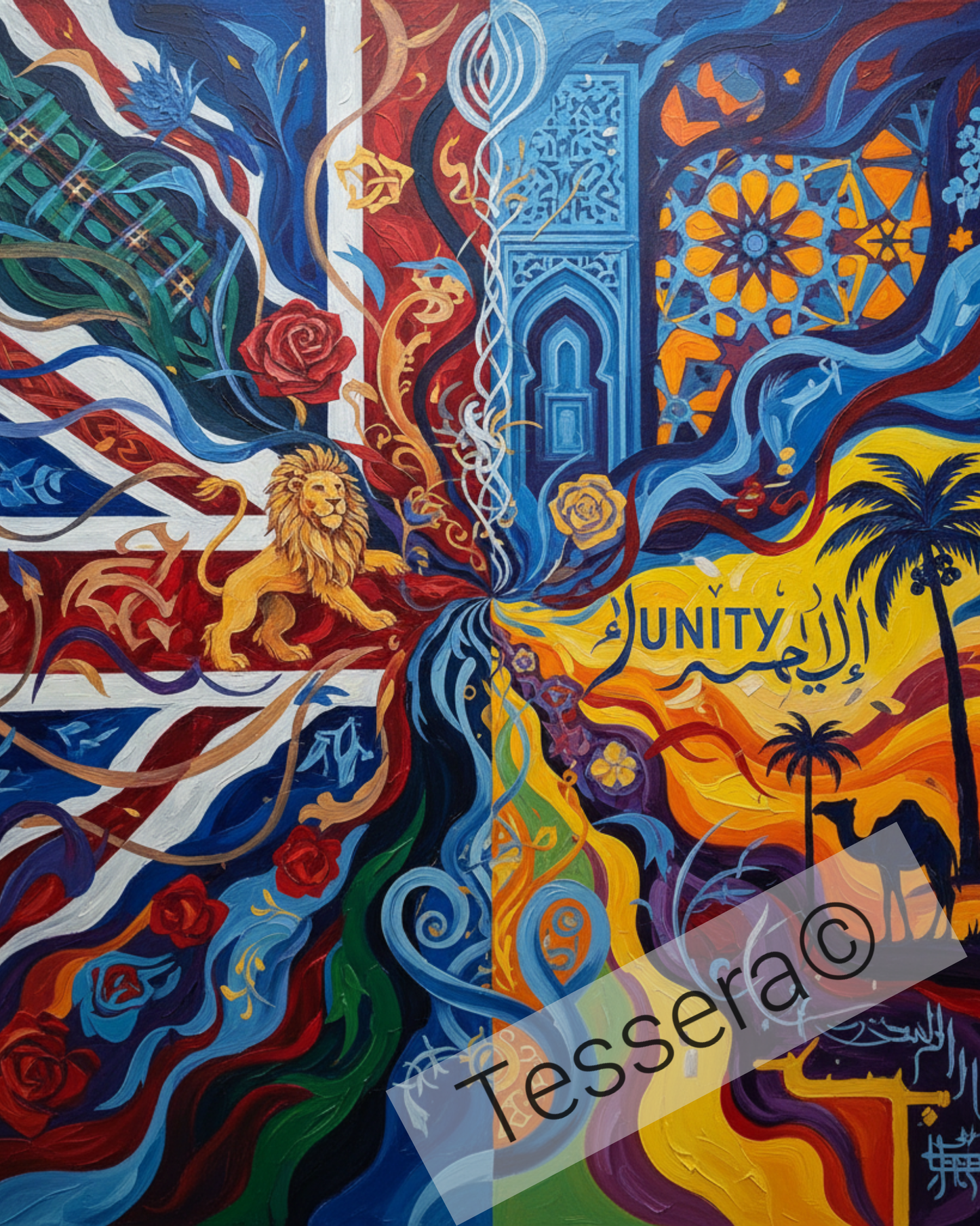 Multicultural Abstract Digital Art Print – British & North African Wall Art